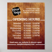 Aanpasbare Logo En Tekst Bedrijfsopeningstijden Poster (Voorkant)
