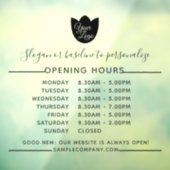 Aanpasbare Logo En Tekst Openingstijden Zakelijk Raamsticker (Vel 3)