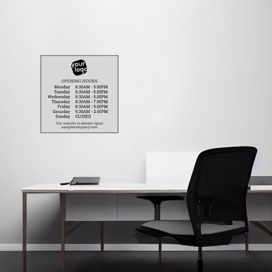 Aanpasbare Logo En Tekst Openingstijden Zakelijk  Sticker