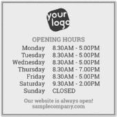 Aanpasbare Logo En Tekst Openingstijden Zakelijk  Sticker (Voorkant)
