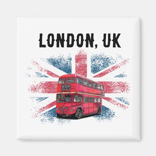 Aanpasbare London Red Bus Union Jack Souvenir Magneet (Voorkant)