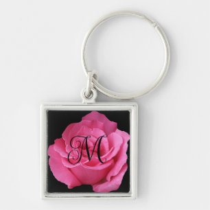 Aanpasbare M monogram  roze rose stijlvol Sleutelhanger