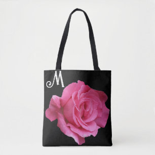Aanpasbare M-naam  roze rose trendy bloemmolen Draagtas
