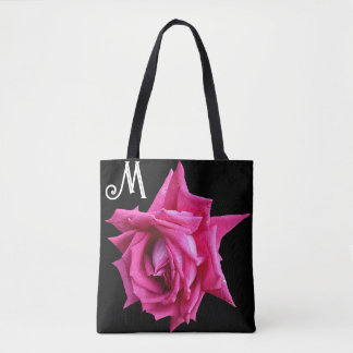 Aanpasbare M-naam  roze rose trendy bloemmolen Draagtas
