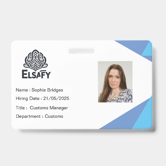 Aanpasbare medewerker ID Kaart Badge (Voorzijde)