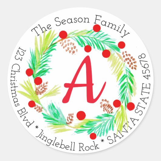 Aanpasbare Monogram Label Kerstmis (Voorkant)