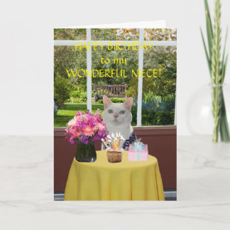 Aanpasbare Mooie Kat Vrouwelijke Verjaardag Kaart