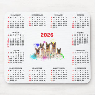 Aanpasbare Mopshonden Puppies Kalender Muismat