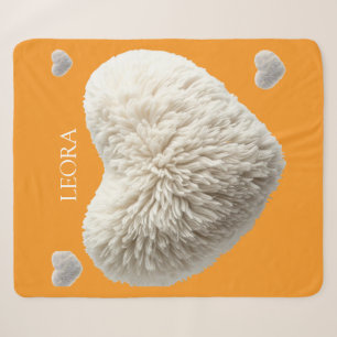 Aanpasbare naam Fluffy Heart Dekbed Sherpa Deken