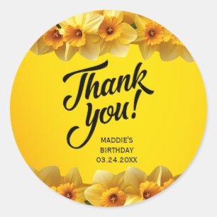 Aanpasbare Narcis Maart Geboortedag Bloem Verjaard Ronde Sticker