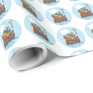 Aanpasbare Noachs Ark Doopfeestje voor Baby Jongen Cadeaupapier