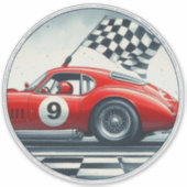 Aanpasbare Nummer Raceauto Sticker (Voorkant)
