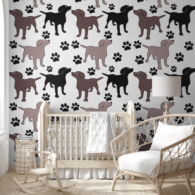 Aanpasbare Peel en Stick Dog Print Behang (Kinderen)