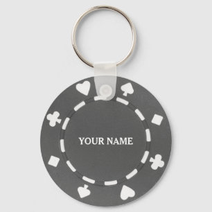 Aanpasbare pokerchip grijs sleutelhanger