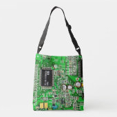 Aanpasbare printplaat - Groene Geeky Crossbody Tas (Achterkant)