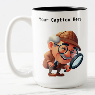 Aanpasbare privé-detective-cartoonmysterie  tweekleurige koffiemok