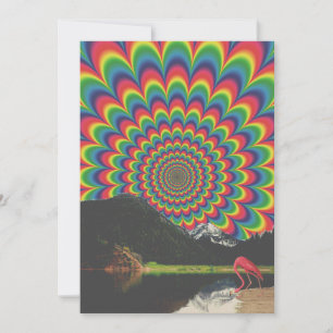 Aanpasbare Psychedelische Flamingo Collage Natuur Feestdagenkaart