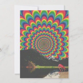 Aanpasbare Psychedelische Flamingo Collage Natuur Feestdagenkaart