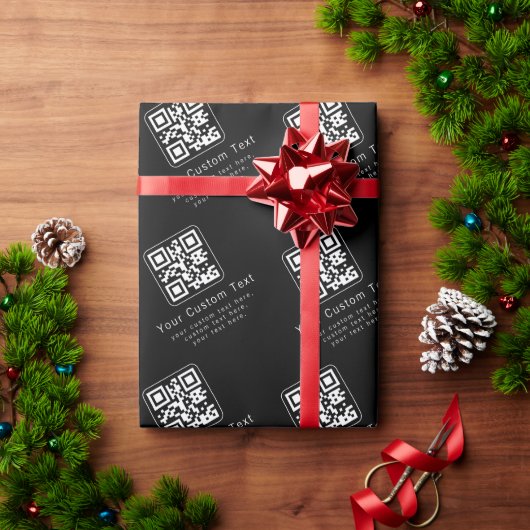 Aanpasbare QR-code & bewerkbare tekstsjabloon Cadeaupapier (Feestdagen Geschenken)