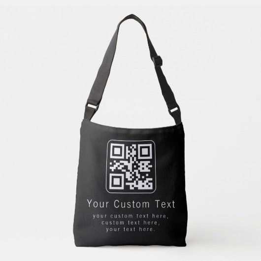 Aanpasbare QR-code & bewerkbare tekstsjabloon Crossbody Tas (Voorkant)
