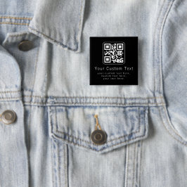 Aanpasbare QR-code & bewerkbare tekstsjabloon Vierkante Button 5,1 Cm