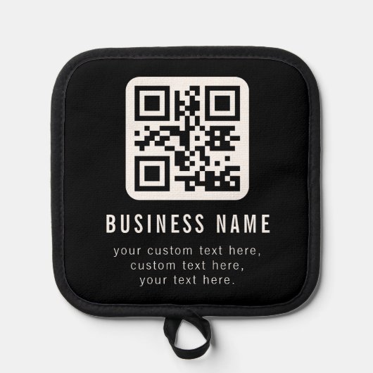 Aanpasbare QR-code en bewerkbare tekstontwerp Pannenlap (Voorkant)