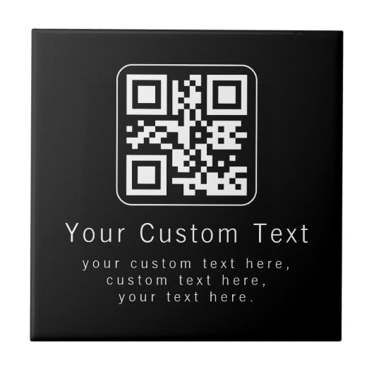 Aanpasbare QR-code en bewerkbare tekstsjabloon Tegeltje (Voorkant)