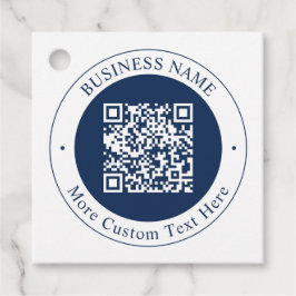 Aanpasbare QR-code & tekst | donker marineblauw Bedankjes Labels