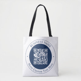 Aanpasbare QR-code & tekst | donker marineblauw Draagtas