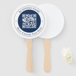 Aanpasbare QR-code & tekst | donker marineblauw Handwaaier