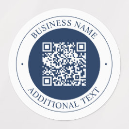 Aanpasbare QR-code & tekst | donker marineblauw Labels