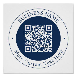 Aanpasbare QR-code & tekst | donker marineblauw Perfect Poster