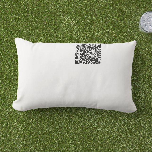 Aanpasbare QR-code Zwart & Wit Abstract Nerd Buitenkussen (Gras)