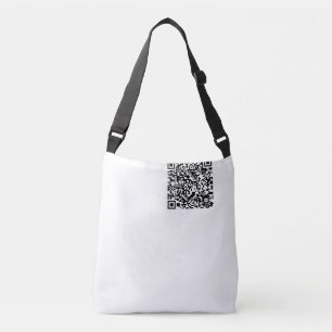 Aanpasbare QR-code Zwart & Wit Abstract Nerd Crossbody Tas