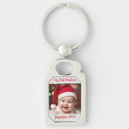 Aanpasbare Rechthoekige Metalen Baby Eerste Kerstm Sleutelhanger