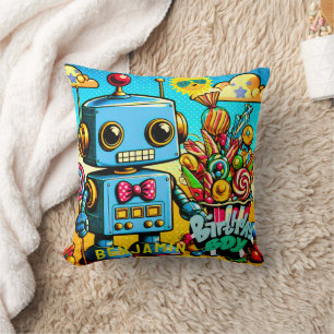 Aanpasbare Retro Robot Verjaardagsjongen Kussen