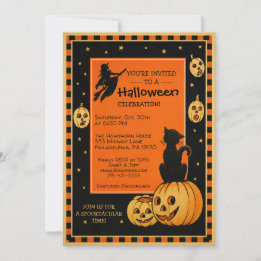 Aanpasbare Retro Stijl Halloween Uitnodiging