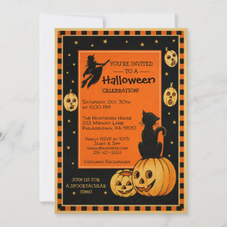 Aanpasbare Retro Stijl Halloween Uitnodiging