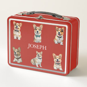 Aanpasbare Rode Corgi Lunchbox voor Kinderen
