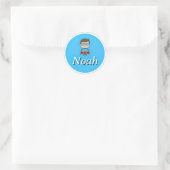 Aanpasbare Ronde Kindernaam Sticker – Superheld (Tas)