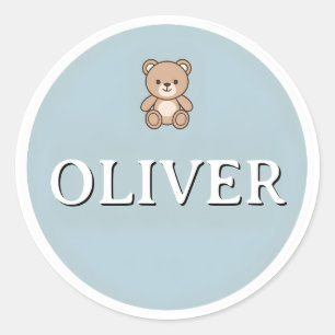 Aanpasbare Ronde Naam Kindersticker – Teddydbeer Sticker
