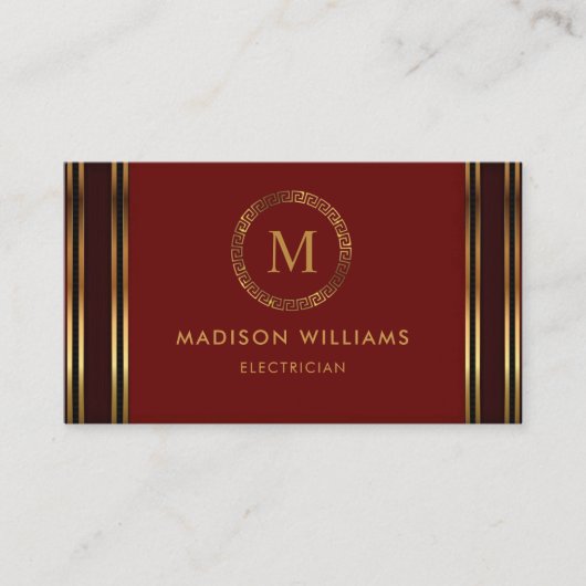 Aanpasbare Rood Donkerrood Goud Professionele Visitekaartje (Voorkant)