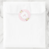Aanpasbare Roze Aquarel Bloemen Adres Ronde Sticker (Tas)