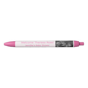 Aanpasbare Roze Baby Shower Foto Favorieten Zwarte Inkt Pen