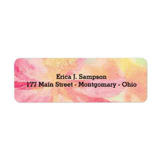 Aanpasbare Roze Bloem Waterverf Labels