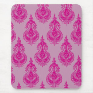 Aanpasbare roze paisley-naam muismat