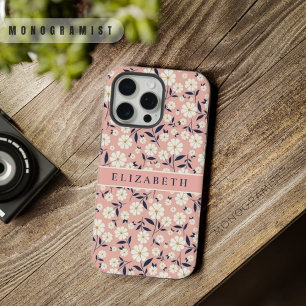 Aanpasbare Roze Perzik Bloem Witte Bloemen iPhone 15 Pro Max Hoesje