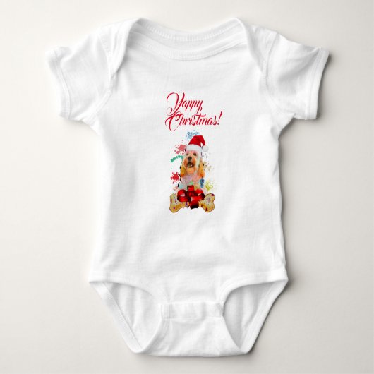 Aanpasbare Schattige Cockapoo Hond Yappy Kerstmis Romper (Voorkant)