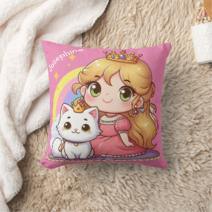 Aanpasbare Schattige prinses met Witte Kat Kussen