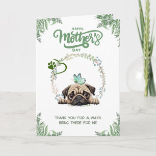 Aanpasbare Schattige Pug Moederdag Kaart